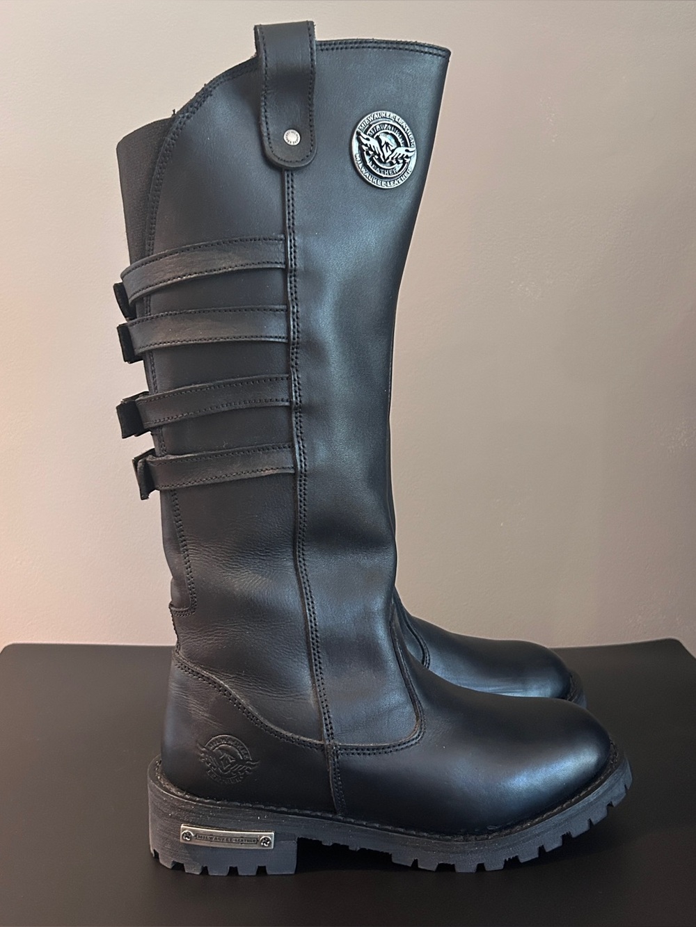 MILWAUKEE Leather Tall Biker Boots size 7